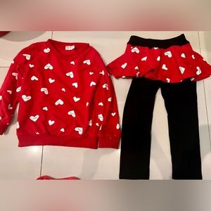 Toddler girl hearts red and black sweater pants set